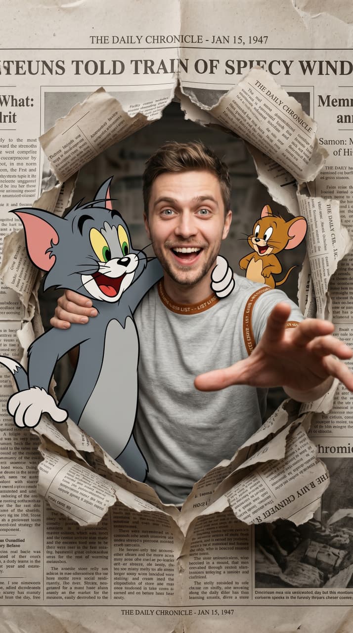 Пример результата шаблона Фото с Томом и Джерри